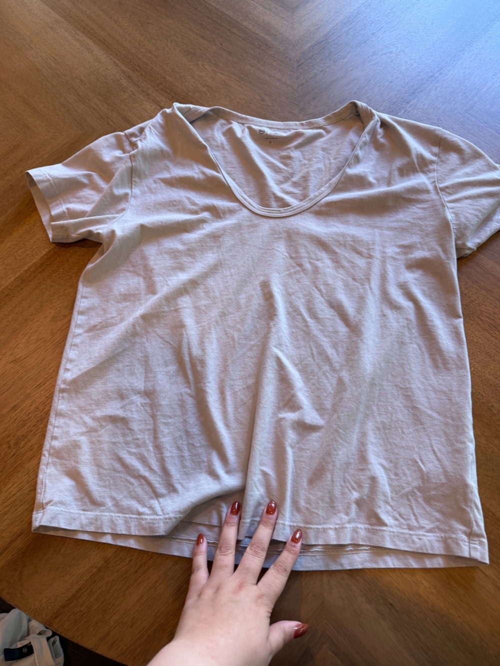 Ag Adriano Goldschmied Short Sleeve Scoop Neck Tee in Light Beige